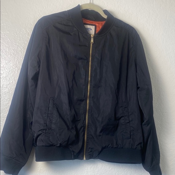 Old Navy Black Bomber Jacket with Gold Zipper Size XL - Picture 2 of 14